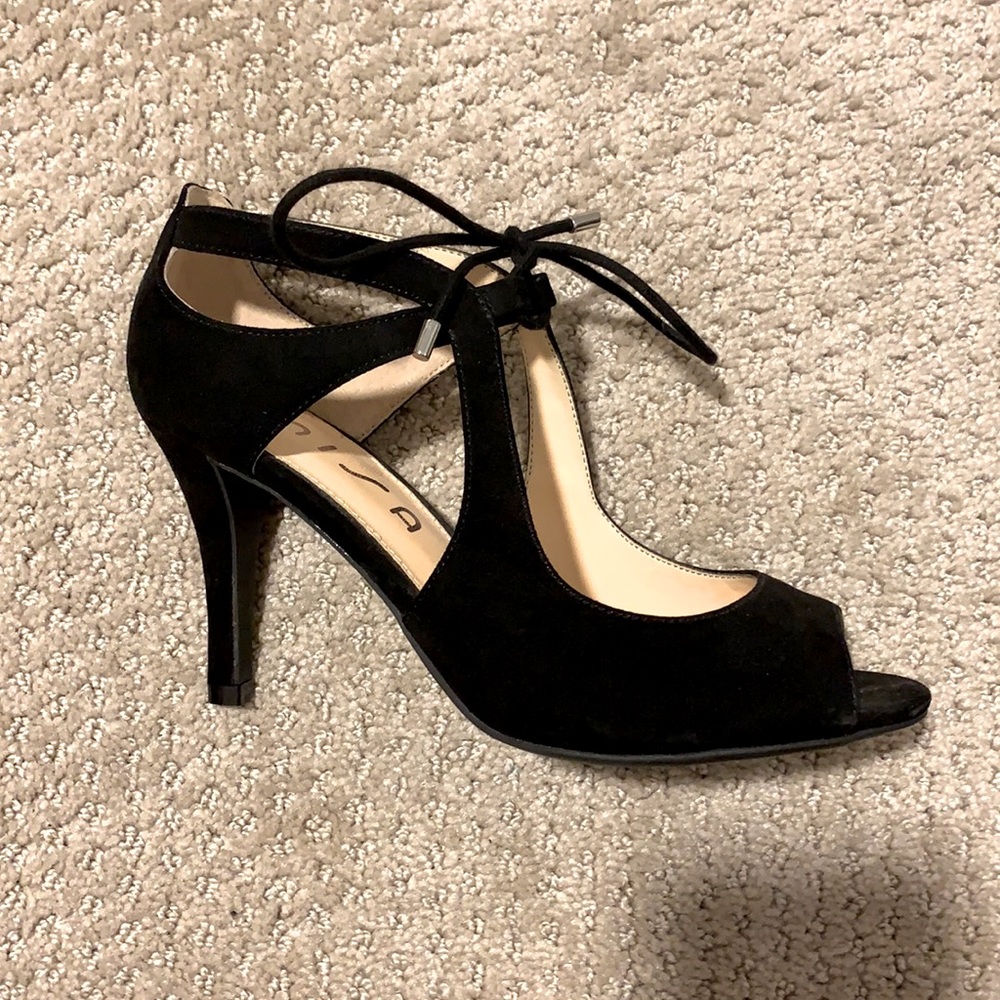 Unisa black peep toe heel with laces